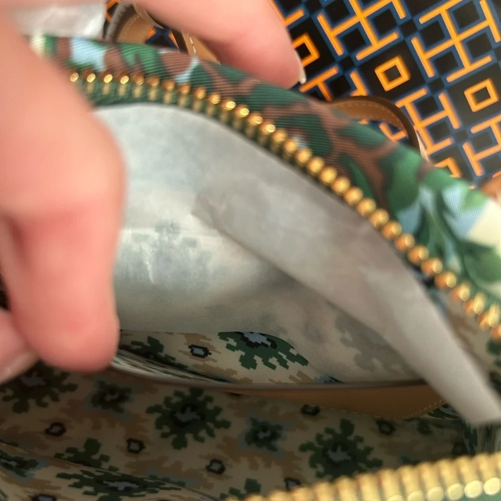 Tory Burch Ella Printed Mini Tote Crossbody Bag Rayure Fleurie